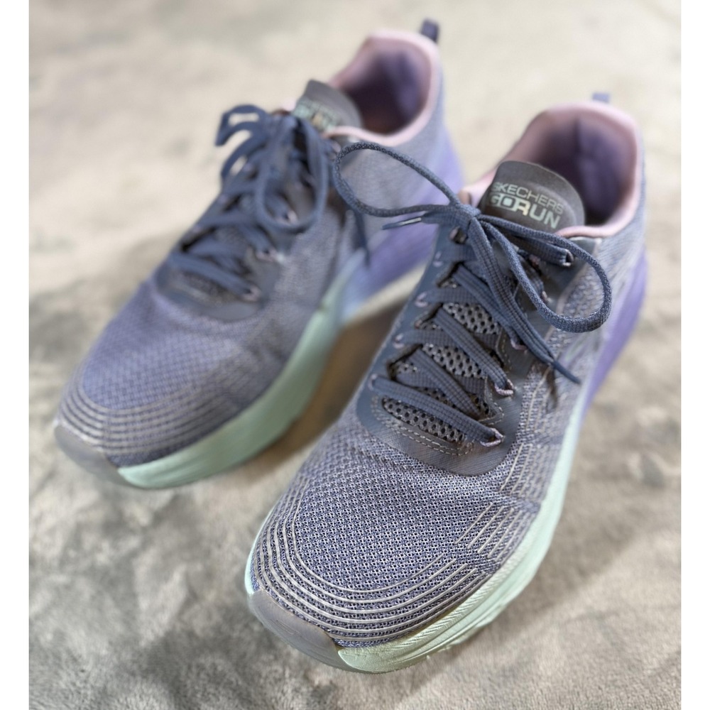 Skechers GOrun Max Cushion Shoes Womens Size 9.5 Blue Purple Mint Running Mesh
